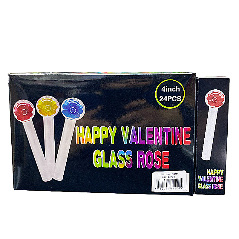 IGDAF Happy Valentine Glass Pipe (55618/PG-155) | 4 inch | 24 Count Display - image 1 of 2